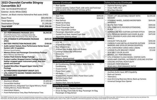 2023 Chevrolet Corvette Stingray w/3LT