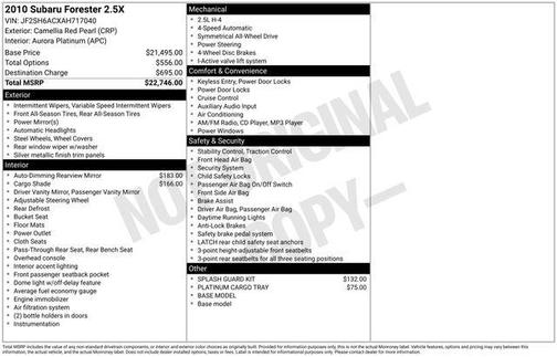 2010 Subaru Forester 2.5 X
