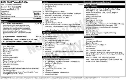 Onyx Black 2024 GMC Yukon SLT