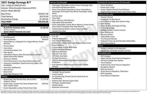 White Knuckle Clearcoat 2021 Dodge Durango R/T AWD