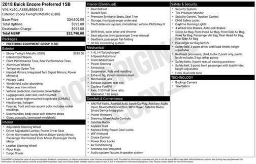 Ebony Twilight Metallic 2018 Buick Encore Preferred