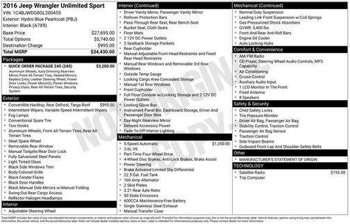 2016 Jeep Wrangler Unlimited Sport