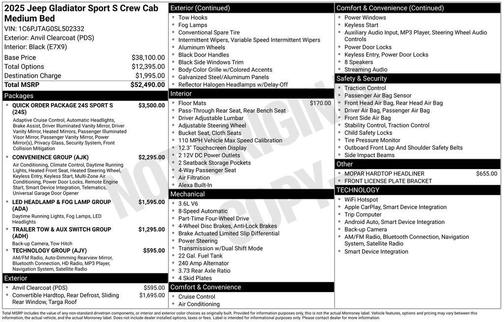 2025 Jeep Gladiator Sport