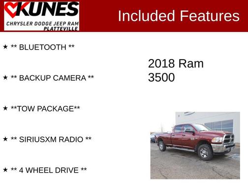 2018 RAM 3500 Tradesman Crew Cab 4x4 8' Box