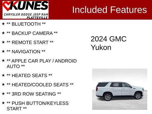 Summit White 2024 GMC Yukon SLT
