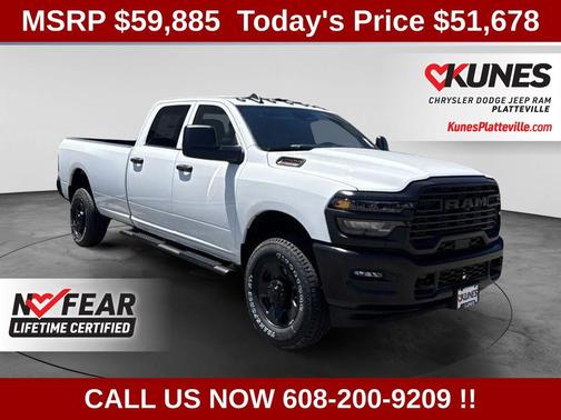 Bright White Clear-Coat Exterior Paint 2026 RAM 2500 Tradesman Crew Cab 4x4 8' Box