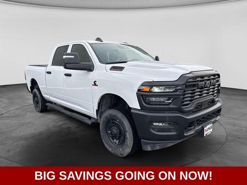 Bright White Clear-Coat Exterior Paint 2025 RAM 2500 Tradesman Crew Cab 4x4 6'4' Box