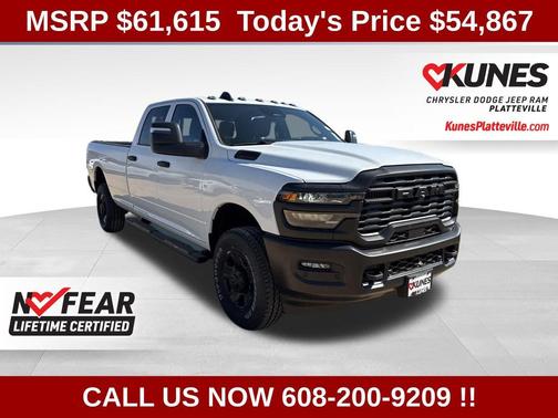 Bright White Clear-Coat Exterior Paint 2026 RAM 2500 Tradesman Crew Cab 4x4 8' Box