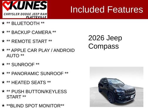 Diamond Black Crystal Pearlcoat 2026 Jeep Compass Sport