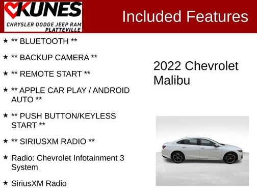 Summit White 2022 Chevrolet Malibu LT