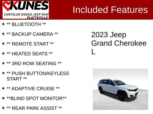 Bright White Clearcoat 2023 Jeep Grand Cherokee L Altitude