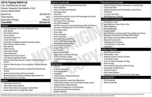 Silver Sky Metallic 2016 Toyota RAV4 LE