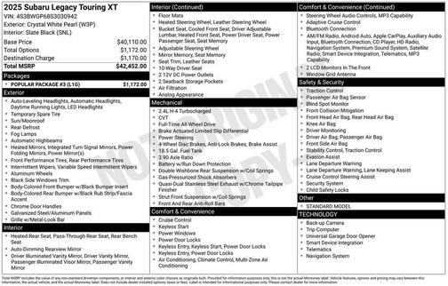 2025 Subaru Legacy Touring XT