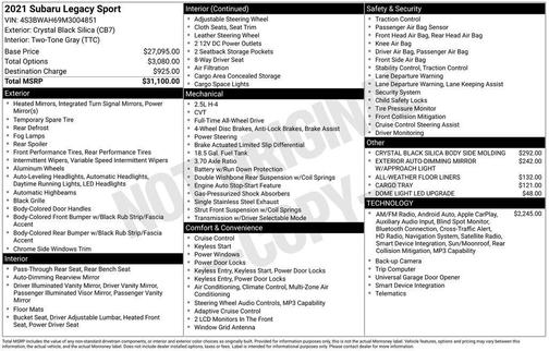 2021 Subaru Legacy Sport