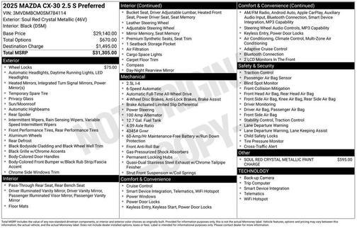 2025 Mazda CX-30 2.5 S Preferred Package