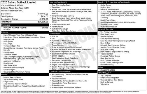 2020 Subaru Outback Limited