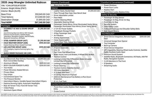 Bright White Clearcoat 2020 Jeep Wrangler Unlimited Rubicon