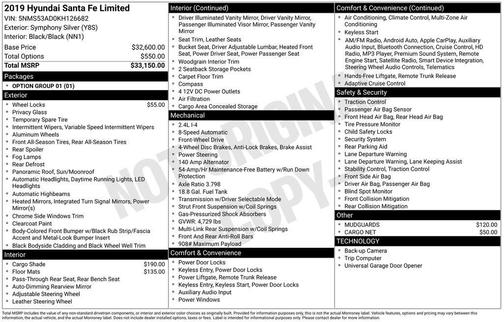 2019 Hyundai SANTA FE Limited 2.4