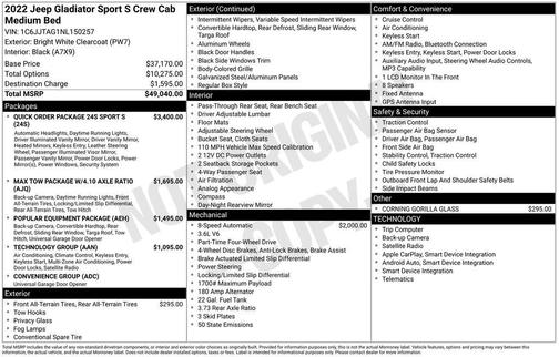 2022 Jeep Gladiator Sport S