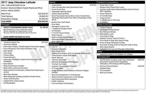 Diamond Black Crystal Pearlcoat 2017 Jeep Cherokee Latitude