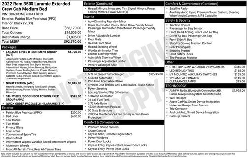 2022 RAM 3500 Laramie Mega Cab 4x4 6'4' Box