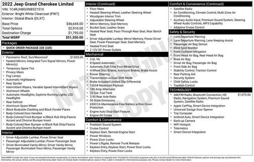 Bright White Clearcoat 2022 Jeep Grand Cherokee Limited