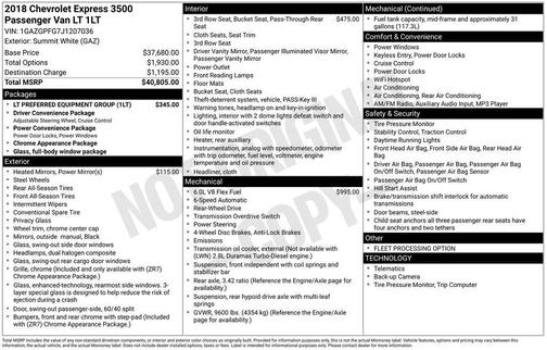 2018 Chevrolet Express 3500 LT