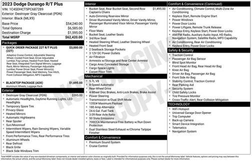 Destroyer Gray Clearcoat 2023 Dodge Durango R/T Plus RWD