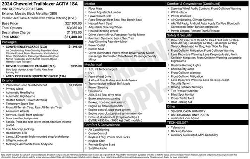 Mosaic Black Metallic 2024 Chevrolet Trailblazer ACTIV