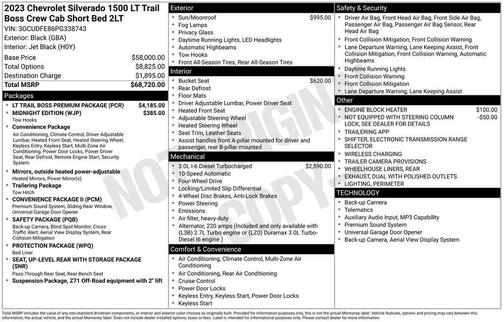 Black 2023 Chevrolet Silverado 1500 LT Trail Boss