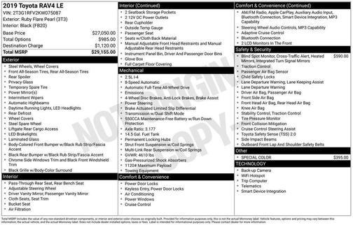 Ruby Flare Pearl 2019 Toyota RAV4 LE