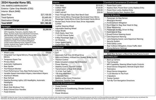 Cyber Gray Metallic 2024 Hyundai KONA SEL