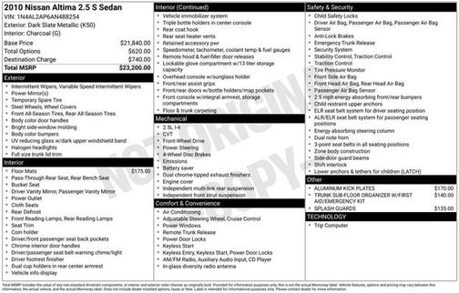 Dark Slate Metallic 2010 Nissan Altima 2.5 S