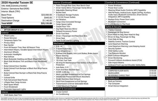 Gemstone Red 2020 Hyundai TUCSON SE