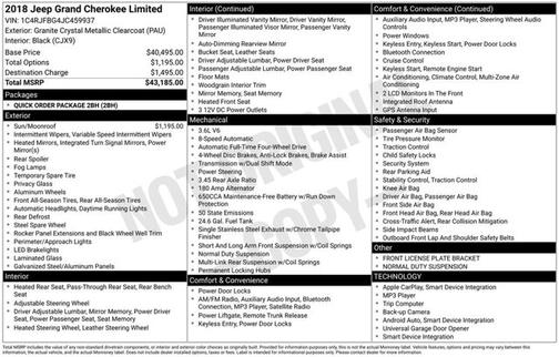 2018 Jeep Grand Cherokee Limited