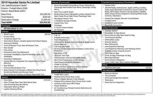 2019 Hyundai SANTA FE Limited 2.4