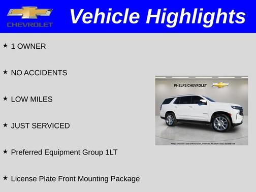Summit White 2022 Chevrolet Tahoe LT