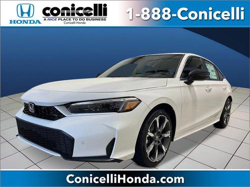 Platinum White Pearl 2026 Honda Civic Hybrid Sport Touring