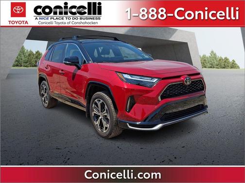 Supersonic Red/Midnight Black 2025 Toyota RAV4 Hybrid SE