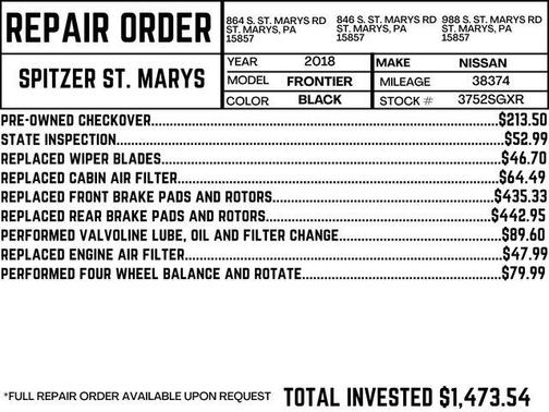 2018 Nissan Frontier SV