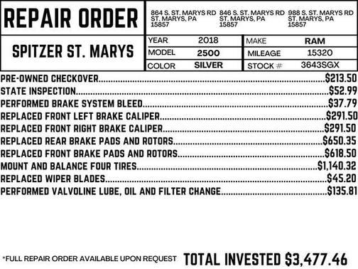 2018 RAM 2500 Tradesman Crew Cab 4x4 6'4' Box