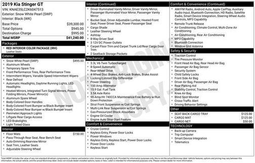 Snow White Pearl 2019 Kia Stinger GT