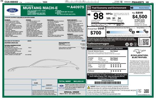 White Metallic 2023 Ford Mustang Mach-E California Route 1