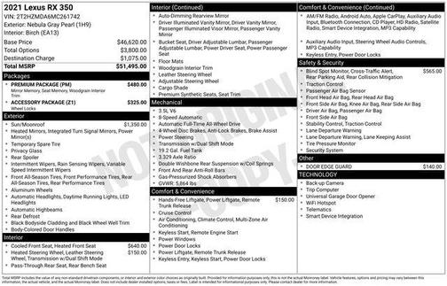 Gray Pearl 2021 Lexus RX 350 Base