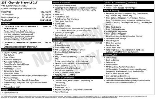 Midnight Blue Metallic 2021 Chevrolet Blazer 2LT