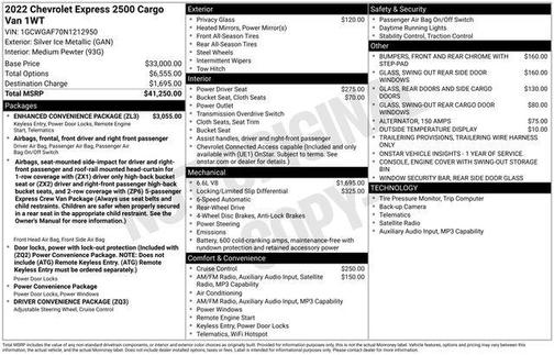 Silver Ice Metallic 2022 Chevrolet Express 2500 RWD 2500 Regular Wheelbase WT