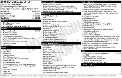 Sterling Gray Metallic 2024 Chevrolet Malibu FWD 1LT