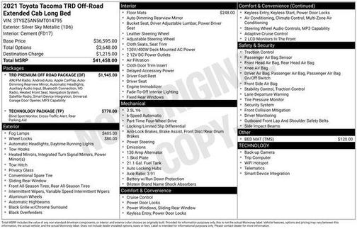 Silver Sky Metallic 2021 Toyota Tacoma TRD Off Road