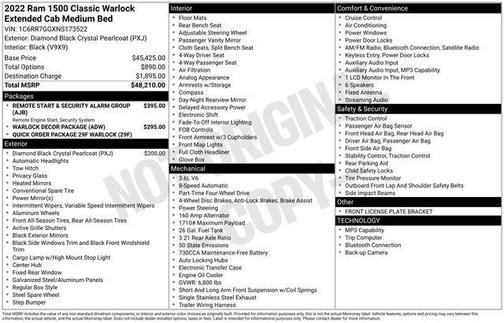 2022 RAM 1500 Classic Warlock Quad Cab 4x4 6'4' Box