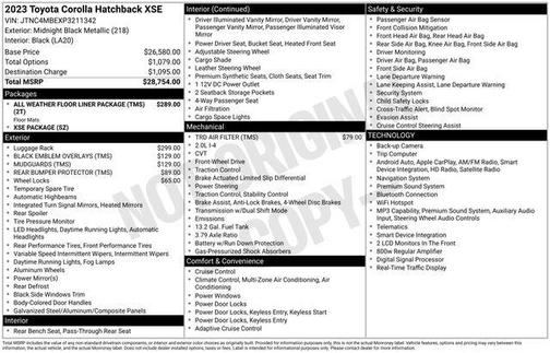 Midnight Black Metallic 2023 Toyota Corolla XSE